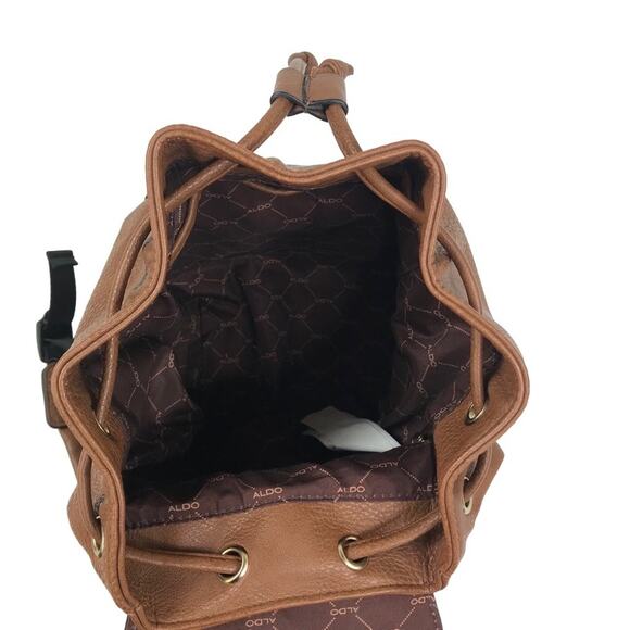ALDO Bucket Backpack Brown Drawstring Gorpcore Travel Fairy Boho Festival Y2K - Picture 3 of 7